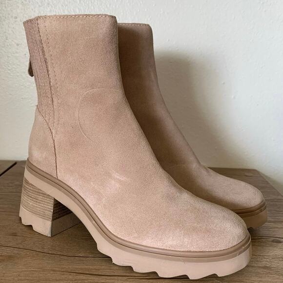 NWOB Dolce Vita Martey H2O Boots Taupe Suede Waterproof Womens 6 US Beige Chunky - Picture 9 of 15
